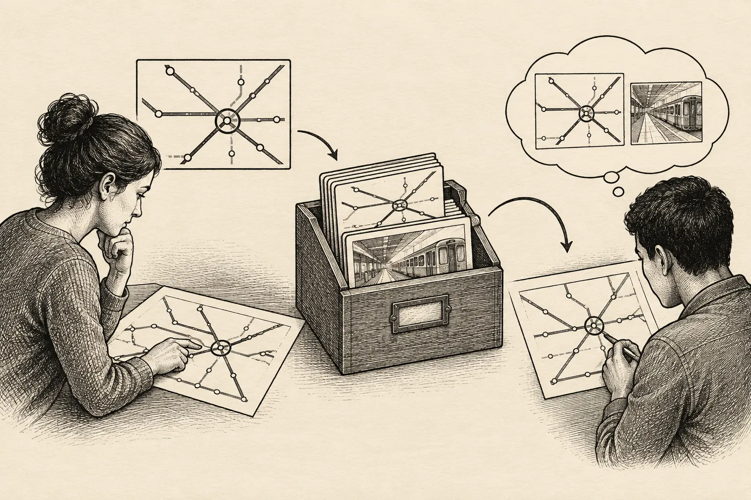 Editorial illustration: Shared Memory Could Help AI Assistants Reuse Visual Lessons